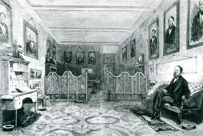 Brigham Young (1801-77) the High Priest of the Mormons in his Study (illustration from Le Monde Illustre, published 1871) by Leo after Nye